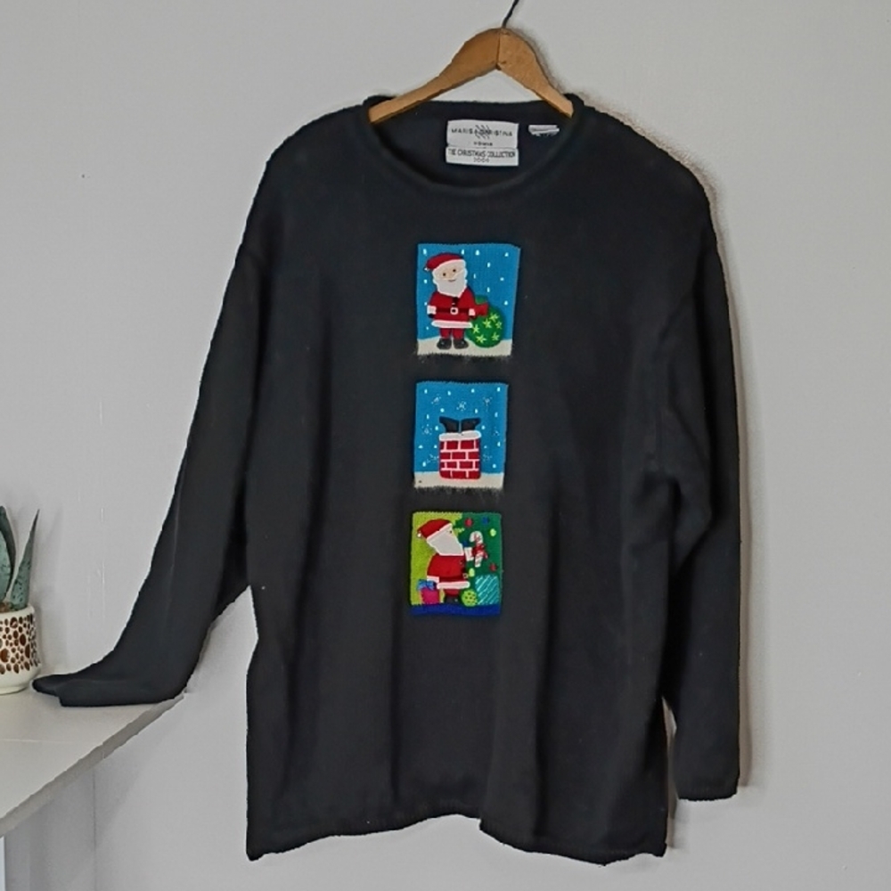 Marisa Christina 2000 Ugly Christmas Sweater 2X – Santa Under Tree Vintage - Picture 1 of 9